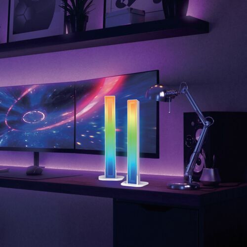 Macvi RGB USB party LED lámpa szett, 2 db, 28cm, világít egy gamer asztali setupot dupla monitorral - Otthon és kert