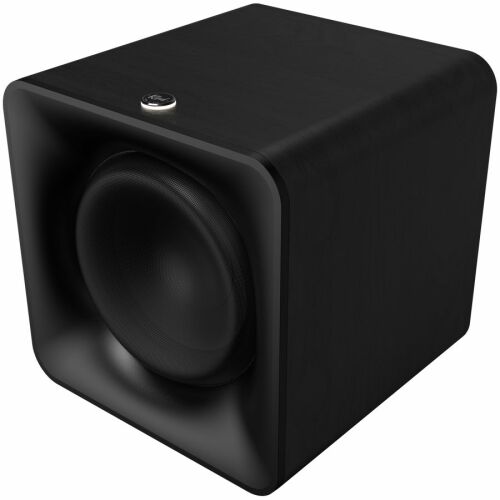 Klipsch Flexus SUB 100 Vezeték nélküli mélynyomó 10 hüvelykes fekete, szögletes nézet fehér háttéren - Mélynyomó