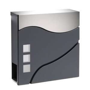 VRD nowoczesna stalowa skrzynka na listy z okienkiem z pleksi, antracytowo-srebrna - Dekoracja ogrodu