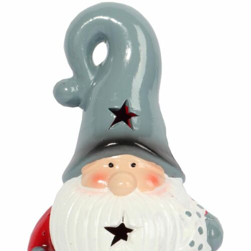 Kerámia Mikulás LED karácsonyfadísz 15 cm