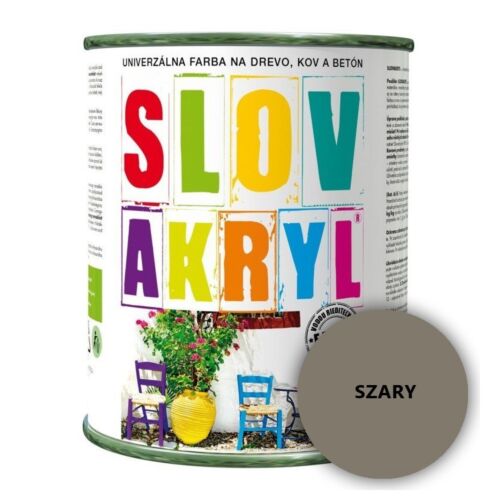 Slovakryl univerzális akrilfesték doboz 0.75L szürke (SZARY) színben fára, fémre és betonra - Iskolai festék és festőkellék