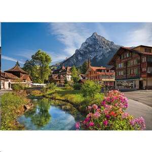 Trefl Summer Alps 2000 piece puzzle, showing a picturesque village with a mountain in the background - Trefl Puzzle