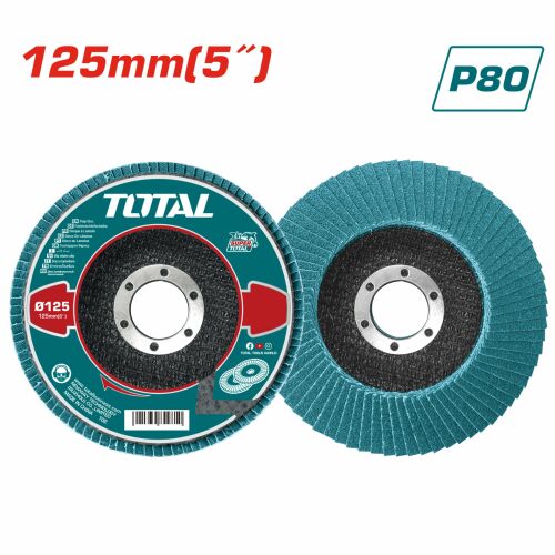 TOTAL Lamellás csiszolótárcsa cirkónium 125x22 mm, P80 (TAC641253) 176326419 - Építkezés és felújítás
