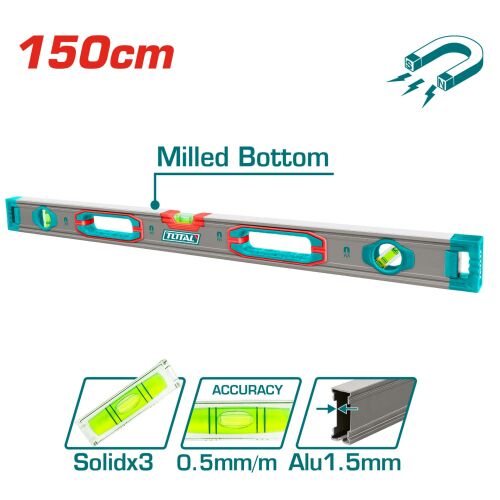 TOTAL Vízmérték 150 cm mágnessel / INDUSTRIAL (TMT215028M) 176328980 - Mérőeszköz