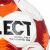 Közelkép a Select Brillant Training DB 1 Liga V25 futball labdáról, amelyen látható a márka logója és textúrája, fehér, piros és narancssárga