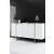 Hanah Home Console White Gold Luxe - elegáns fehér és arany konzolasztal négy ajtóval, modern nappali környezetben, fekete panelezett fal előtt, dekoratív tárgyakkal a tetején