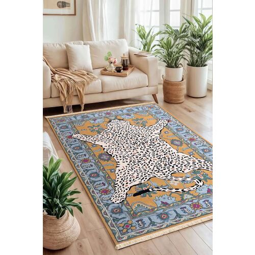 Conceptum Hypnose többszínű szőnyeg (200 x 300) leopárdmintás dizájnnal modern nappali környezetben - Szőnyeg