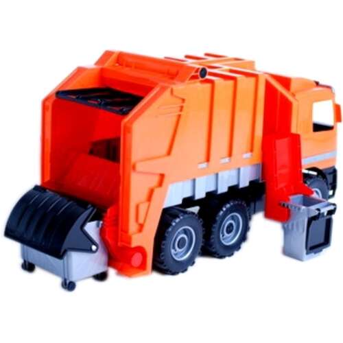Lena Starke Riesen 64cm orange Müllwagen Spielzeug für Kinder mit zwei Mülleimern