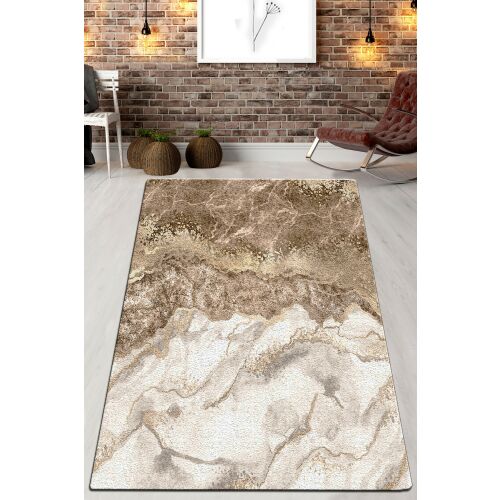Conceptum Hypnose Folyosó Szőnyeg (150 x 200) Multicolor Mystisk modern nappali környezetben, márványhatású mintával meleg barna és fehér árnyalatokban, emelve a szoba esztétikáját - Conceptum Hypnose