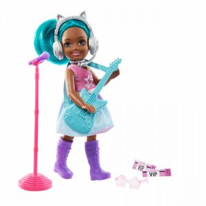 Păpușa Barbie Chelsea pop star cu chitară, stativ de microfon și accesorii - Mattel Baba