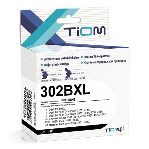 Tiom tintapatron Tiom HP 302XL | 2130/3630/4511/3830/4650 fekete 176390762 - Irodatechnika