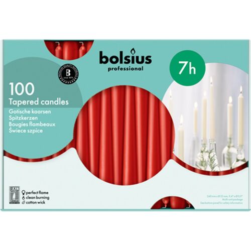 Bolsius kúpos piros gyertyák RAL 100 db