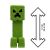 Minecraft Creeper figura méretezési infografikával, amely 12 hüvelyk / 30,4 cm magasságot mutat