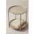 Hermia Side Table Brown AYAK - KHV/TEPSİ - KHV, kétszintes kerek fém oldalasztal egy összehajtott takaróval, semleges háttérrel.