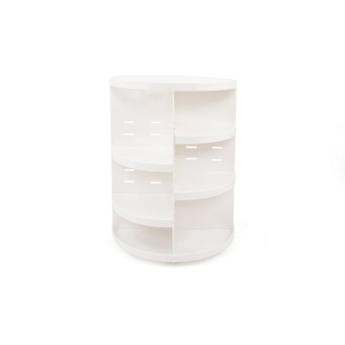 Hermia Make-Up Organizer White 980302 - Fehér, ferde nézet fehér háttérrel, 100% műanyag, BPA-mentes, 23 x 23 x 30.5 cm, smink és kozmetikai tárolóhoz - Fodrászat és kozmetika