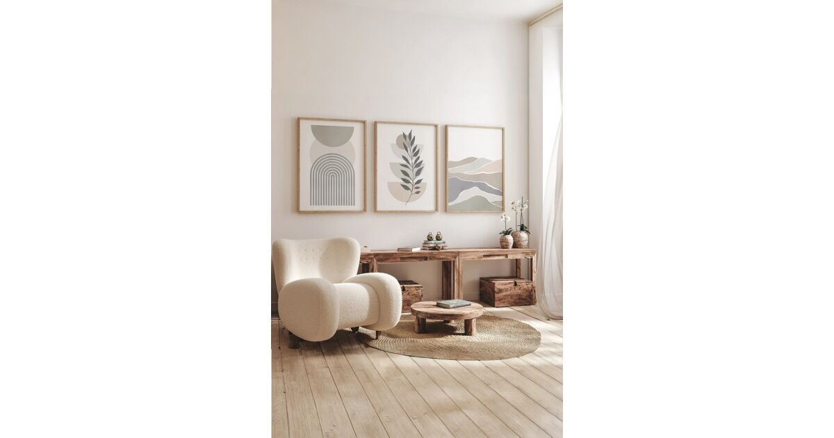 Wallity dekoratív keretezett MDF festmény (3 darabos) többszínű 3Dartsohoset65 176538071
