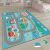 Conceptum Hypnose Carpet 180x280 többszínű, szögből készült felvétel városi térképes játszószőnyegről gyerekszoba környezetben, kis autós ikonokkal és hálószobabútorokkal