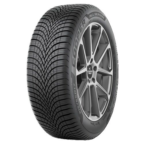 Cooper All Season 245/40 R19 98Y XL FR M+S 3PMSF négyévszakos gumiabroncs fehér háttéren, futófelület mintázatával és oldalfal részleteivel - Gumiabroncs és felni