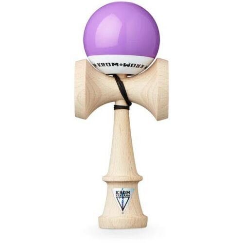 Krom Kendama Pop Lol, levendula lila kendama természetes fa fogantyúval és fehér csíkkal, ügyességi játék - Kendama