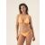 Modell visel Hawaii Bloovii narancssárga fodros háromszög bikini szettet, teljes alakos elölnézet, magabiztos pózban