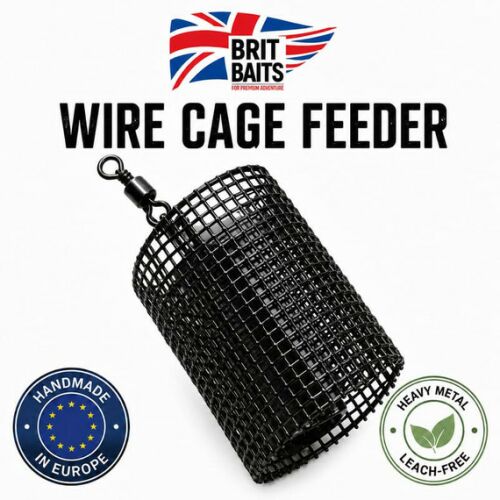 BritBaits Feeder Kosár, kerek, mindkét végén nyitott drótkosár forgóval, nehézfémmentes, Európában gyártott 