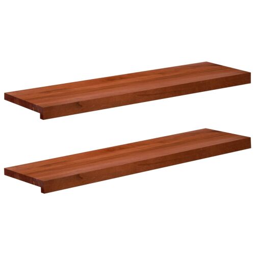 Két darab vidaXL barna tömör bükkfa lépcsőszőnyeg, 90x25x2 cm, szögből nézve, beltéri lépcsőre - Lépcsőszőnyeg
