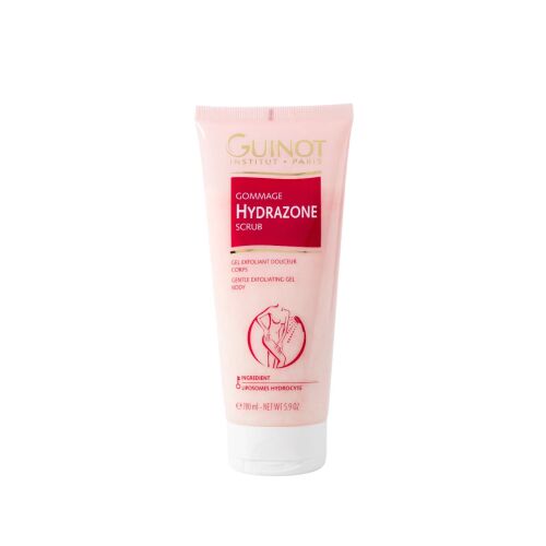 Guinot Hydrazone Exfoliant testradír, 200ml, rózsaszín tubus piros címkével, a sima és puha bőrért - Testradír