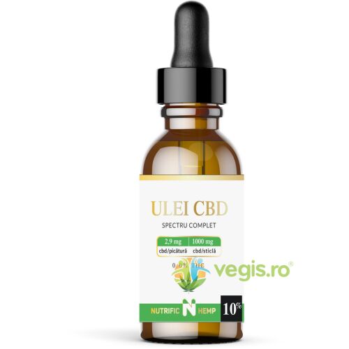 Nutrific CBD 10% teljes spektrumú olaj 10ml üveg, kannabidiol kiegészítő 