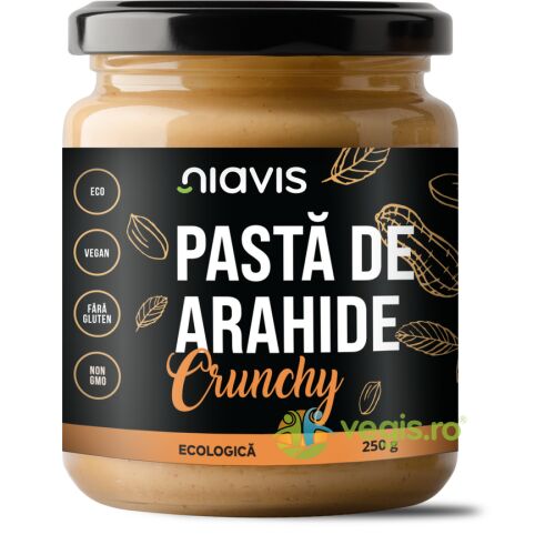 NIAVIS Ropogós Bio Mogyoróvaj, 250g üveg, környezetbarát, vegán, gluténmentes, génmódosításmentes, ideális pirítósra, turmixokba és desszertekhez - Mogyorókrém