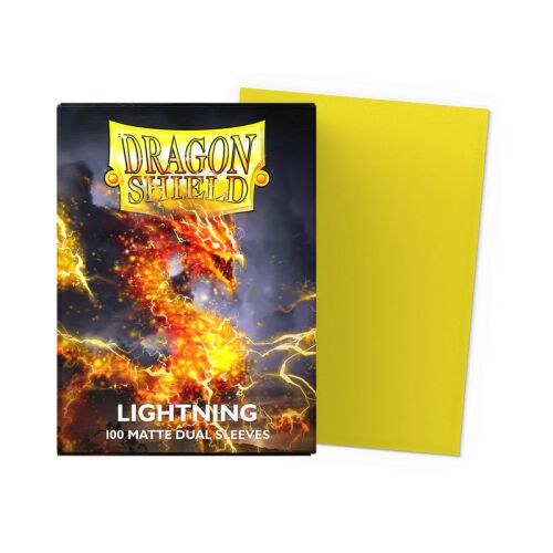 Dragon Shield Dual Matte Sleeves - Lightning 'Ailia' 100 kártyavédő borító, lángoló sárkányos grafikával - Kártyajáték
