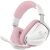 Corsair VOID WIRELESS v2 Gamer headset rózsaszín és fehér színben, ferde nézet kihúzott mikrofonnal