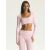 Nő visel Julicious Bloovii varrás nélküli hosszú ujjú pasztell rózsaszín crop topot és hozzá illő leggingset, elölnézet