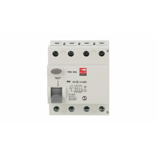 Differenciálvédőkapcsoló 4P 63A 0.03A, KOOP Elektro FSS 4P 63A A típus 176782409 - Áram-védőkapcsoló