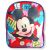Disney Mickey Let's Move piros gyerek hátizsák, elölnézet, mosolygó Mickey egérrel és 'Fun Times' és 'Let's Move' felirattal, 30 cm-es méret