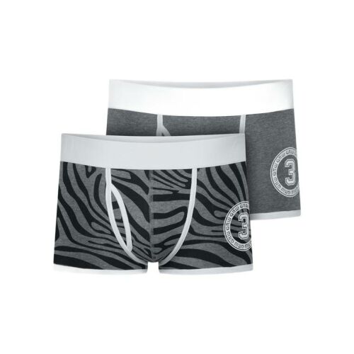 Robert Kupisz x Henderson 2 csomagos boxeralsó, egy zebra mintás és egy egyszínű szürke, fehér derékpánttal és designer logóval - Férfi alsónadrág