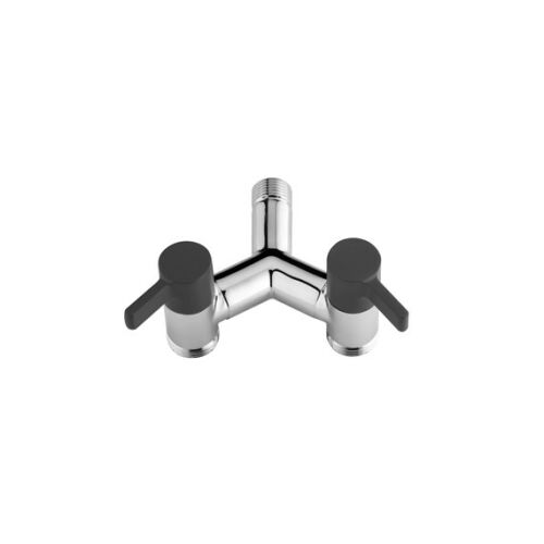 Colortap ECO dupla Y kerti csap 1/2" - 3/4"x 3/4" fekete színben, króm felület fekete fogantyúkkal, ferde nézet - Kerti kút és csap
