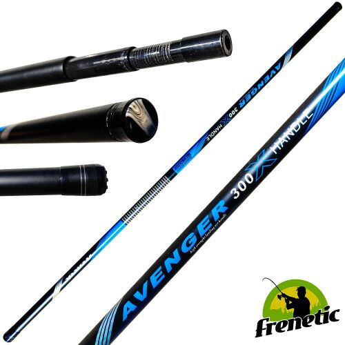 Frenetic Avenger Karbon 3m merítőnyél, fekete és kék színű dizájn, karbon szerkezet és markolat részletei - Halvédelem