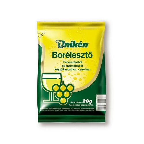 Unikén Borélesztő fehér 20gr 25/k fehérszőlőből és gyümölcsből készült musthoz, cefréhez, aromazáró csomagolás - Borélesztő