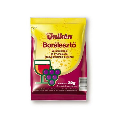 Unikén Bor-Borélesztő 20gr vörösbor élesztő vörösszőlőből és gyümölcsből készült musthoz, cefréhez, aromazáró csomagolásban - Borélesztő
