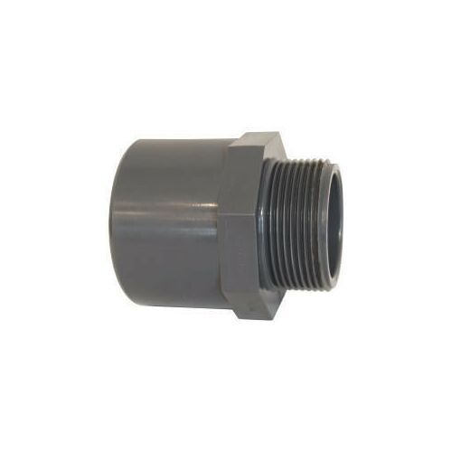 PVC nyomóidom egyenes 25mm x 3/4" külső menettel medence és vízrendszerekhez - Medence PVC idom