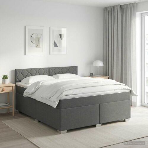vidaXL boxspring ágy matraccal, sötétszürke szövet 140x190 cm, elegáns hálószoba enteriőr - Hálószoba bútor