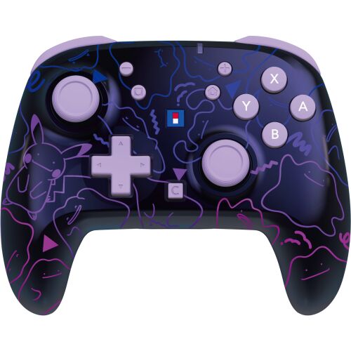 HORI Wireless HORIPAD Turbo Nintendo Switch 2 Ditto HRSS0108 kontroller, élénk lila és fekete Ditto Pokémon dizájnnal, ferde nézetben fehér háttéren - Kontroller