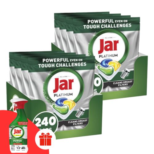 Jar Platinum All In One Lemon Mosogatógép kapszula 2x240db + Ajándék Jar 3in1 Power Spray Lemon 500ml 177067201 - Háztartási kellék