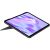 Alacsony szögből készült kép a LOGITECH Combo Touch iPad Pro 13" (M4 - M5) tokról svájci grafit színben, részben hátradöntött helyzetben, kiemelve karcsú profilját