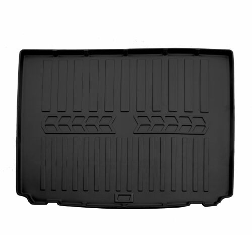 SOVA-PL fekete TPE csomagtértálca Peugeot 407 Sedan (2004-2011) modellhez fehér háttérrel, felülnézetben texturált felülettel és magasított peremmel - Csomagtértálca