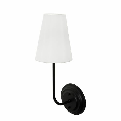 Elegance Czarny fali lámpa, fekete fém fali lámpa fehér kúpos lámpaernyővel, modern parasztház stílusú fali lámpa, minimalista fekete-fehér lámpa - Fali lámpa
