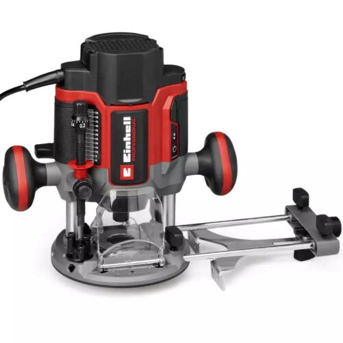 Einhell TP-RO 1400 E felsőmaró famegmunkáláshoz 1400W-os motorral, fehér háttéren, ferde nézetben - Marógép