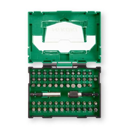 HiKOKI 60 részes bitkészlet zöld HSC BOX1 dobozban, különböző csavarhúzó bitekkel, mint Phillips, Pozidriv, egyenes, hatlapú és Torx, mágneses bittartókkal - Bitfej