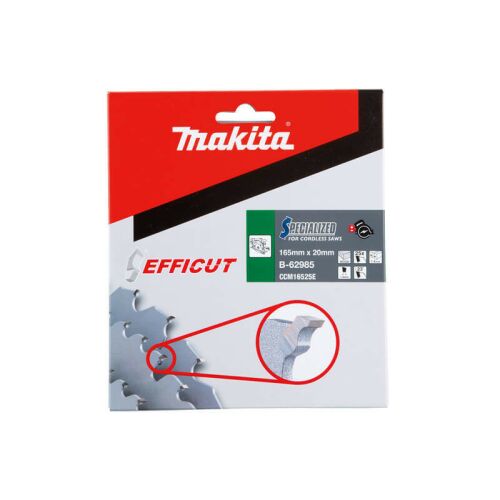 Makita EFFICUT körfűrészlap csomagolás, fog részletes közelképével, 165x20mm Z25 - Kézi körfűrész kiegészítő