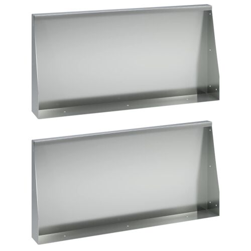 vidaXL 2 darab horganyzott acél kerti támfal elem, 80x12x50 cm, szögletes nézet fehér háttéren - Ágyásszegély
